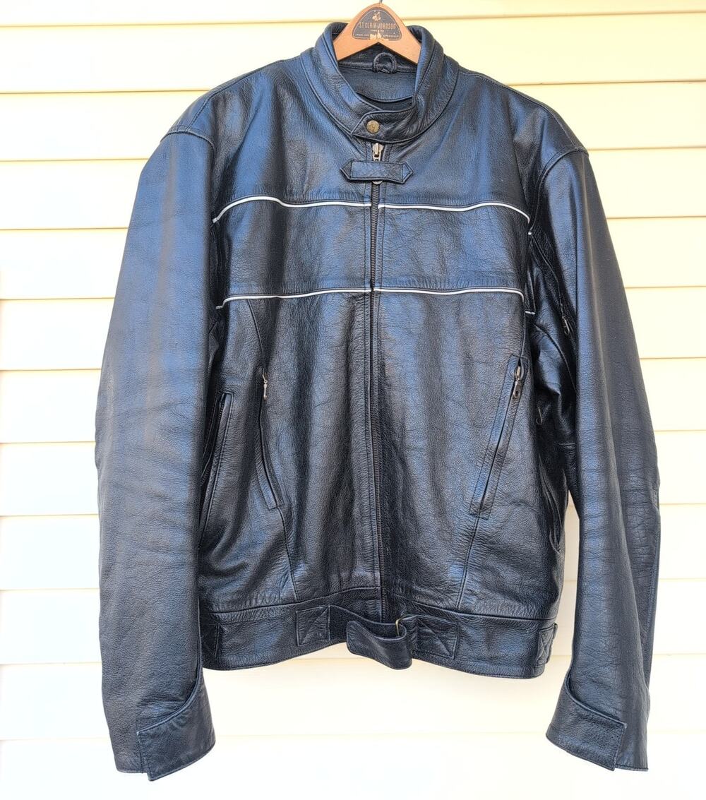 Xelement Advanced Motorcycle Gear Leather Biker Jacket Men's 3XL Removable Liner